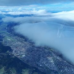 Flugwegposition um 12:28:23: Aufgenommen in der Nähe von Gemeinde Aldrans, Österreich in 4300 Meter